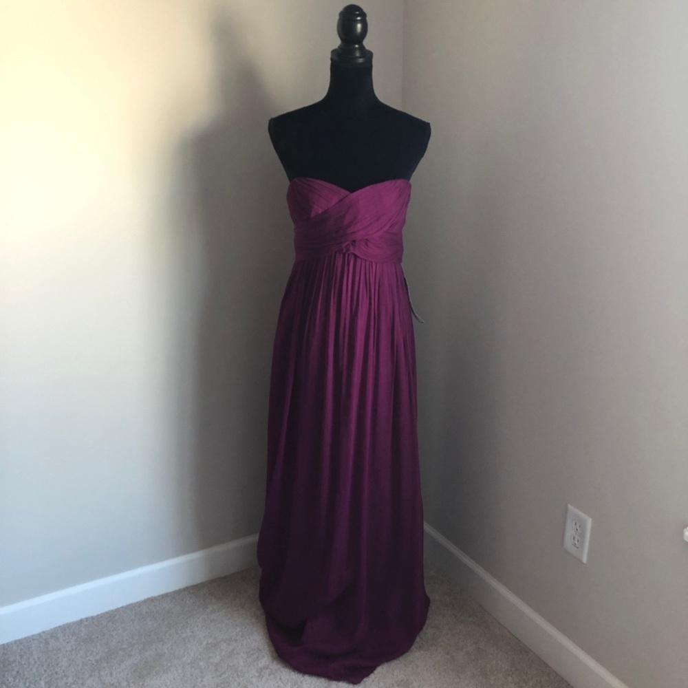 J. Crew Arabelle silk chiffon spiced wine evening gown NWT! 6P